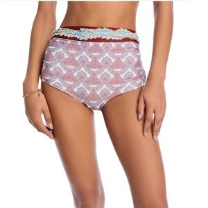 Juan de Dios Olinda High Waist Bikini Bottom Sky Blue Ivory Beaded Medium‎